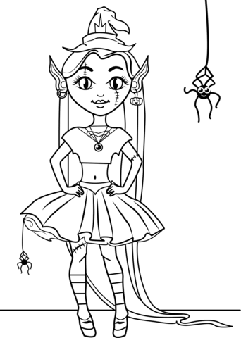 Halloween Princess Coloring Page